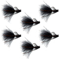 Tungsten Perle Taktische Schwarze Mini Bugger Euro Nymphenfliege - 6 Fliegen Größe 12
