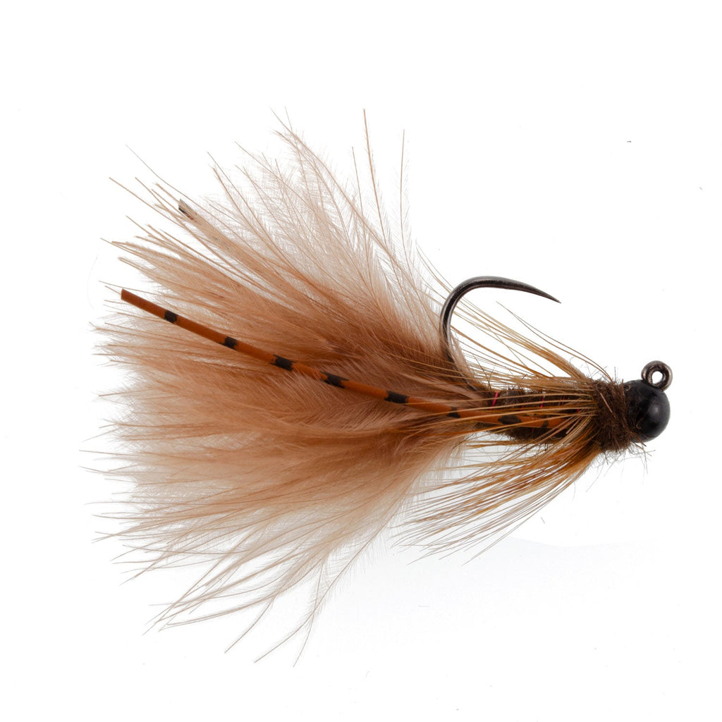 Tungsten Bead Tactical Brown Mini Bugger Euro Nymphing Fly - 6 Flies Size 8