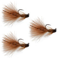 3er-Pack Tungsten Bead Tactical Brown Mini Bugger Nymphenfliege – Größe 8