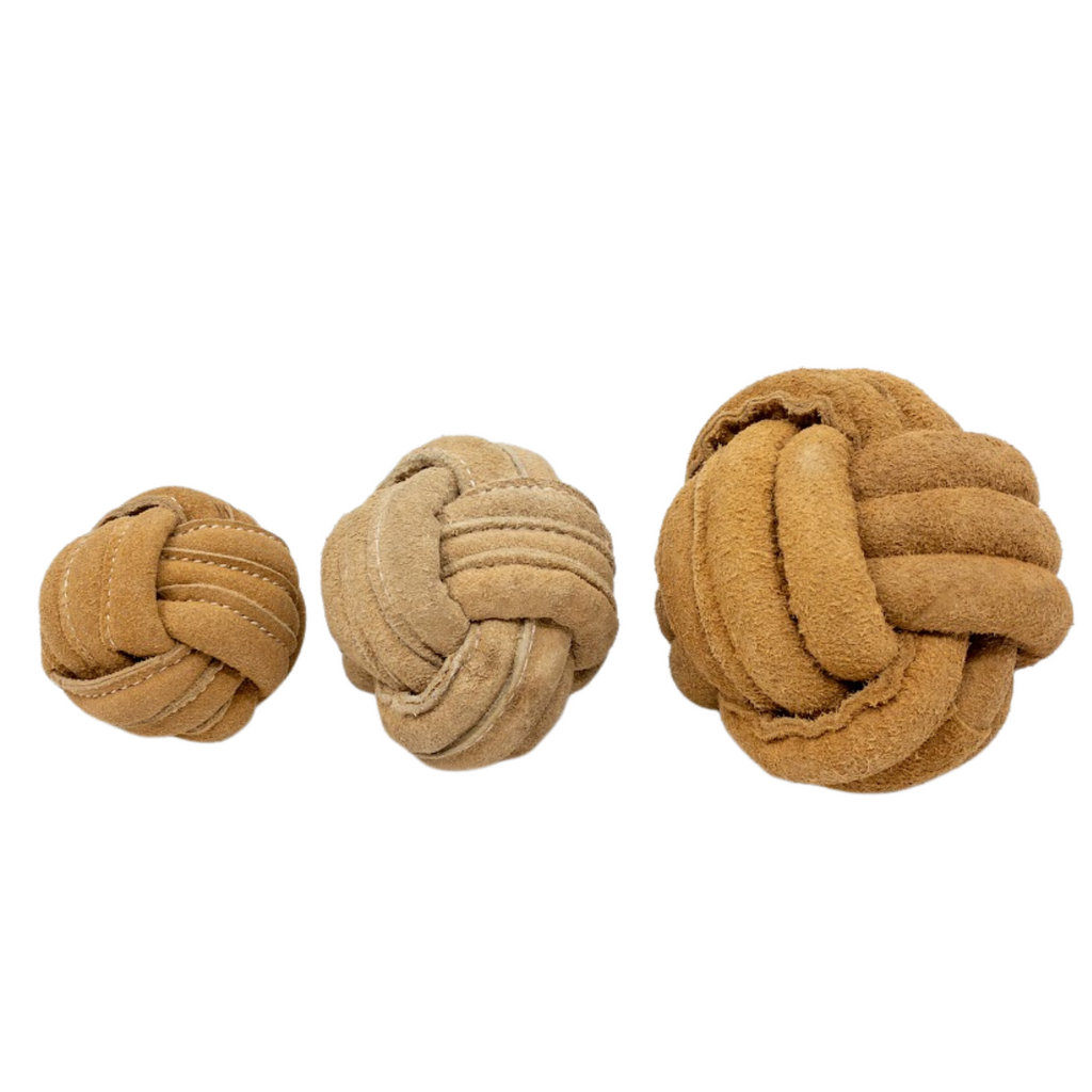 Huggle-Hide® Hundespielzeug aus Naturlederball, 2er-Pack