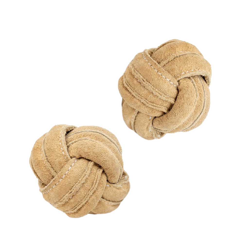 Huggle-Hide® Hundespielzeug aus Naturlederball, 2er-Pack