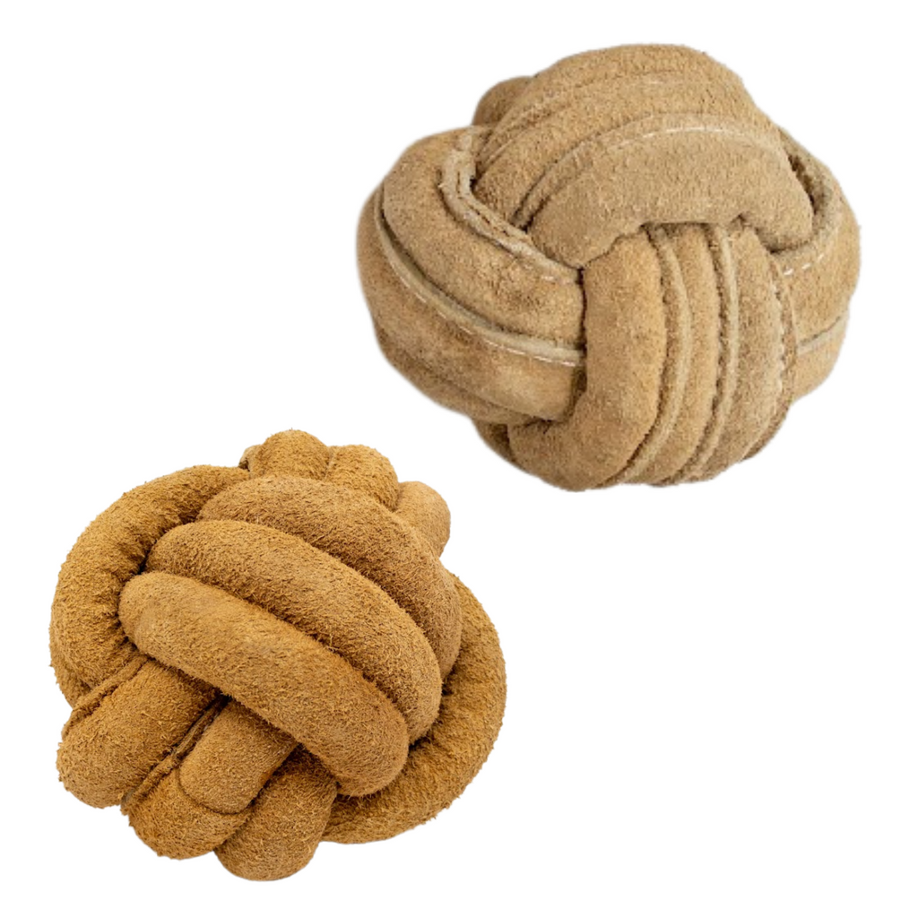 Huggle-Hide® Hundespielzeug aus Naturlederball, 2er-Pack