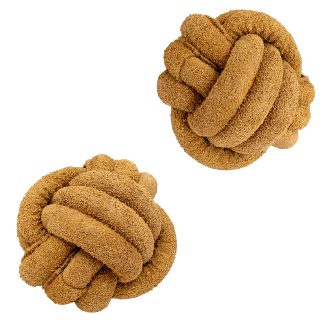 Huggle-Hide® Hundespielzeug aus Naturlederball, 2er-Pack