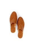 Handgewebte Leder-Pantoletten Camel