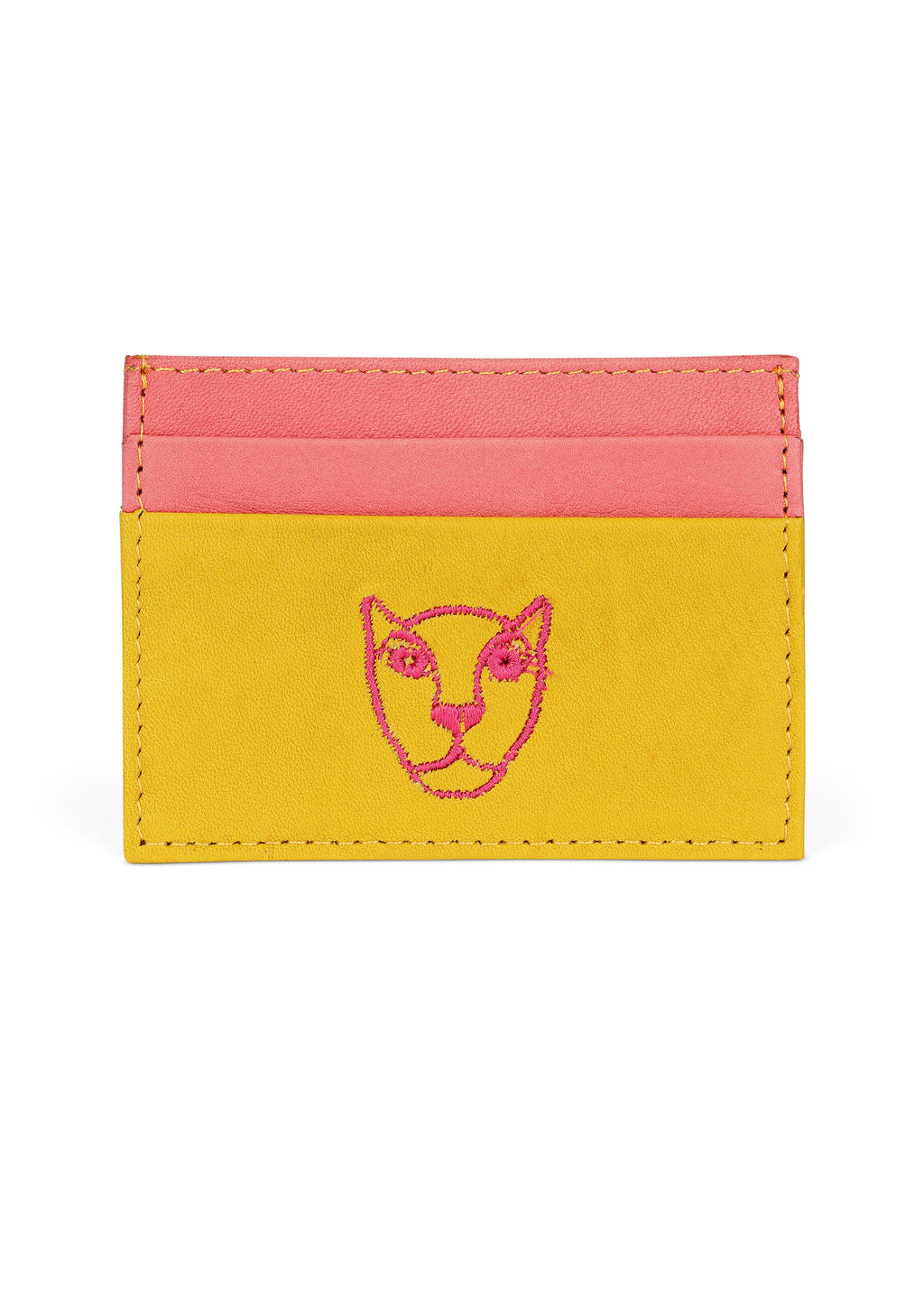 Jaguar Lederkartenetui Gelb und Pink
