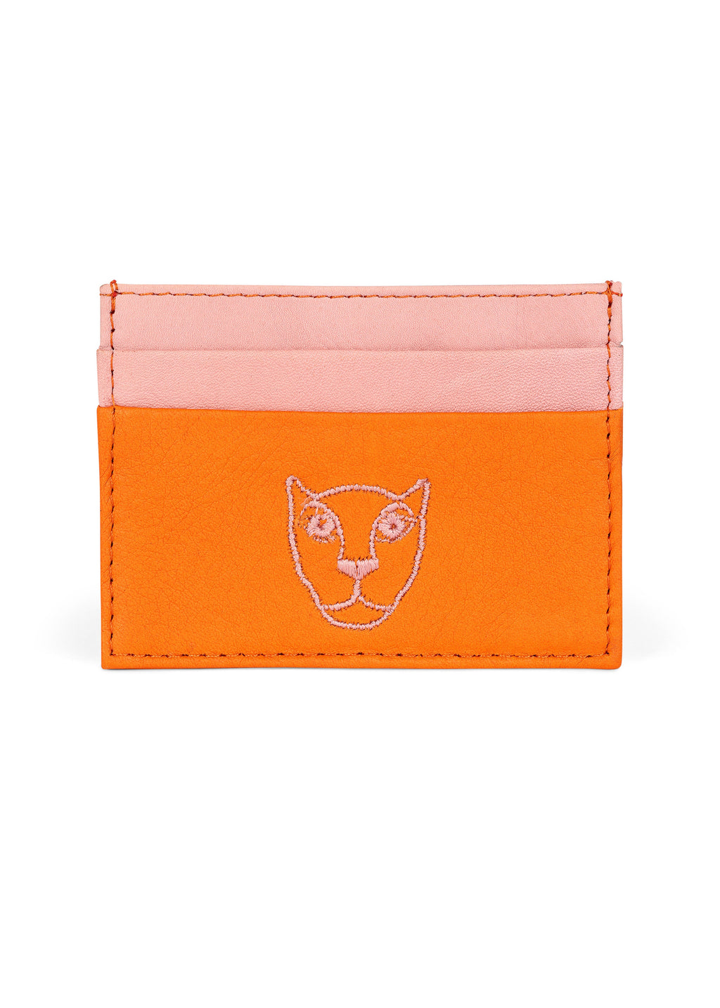 Jaguar Lederkartenetui Brieftasche Pink und Orange