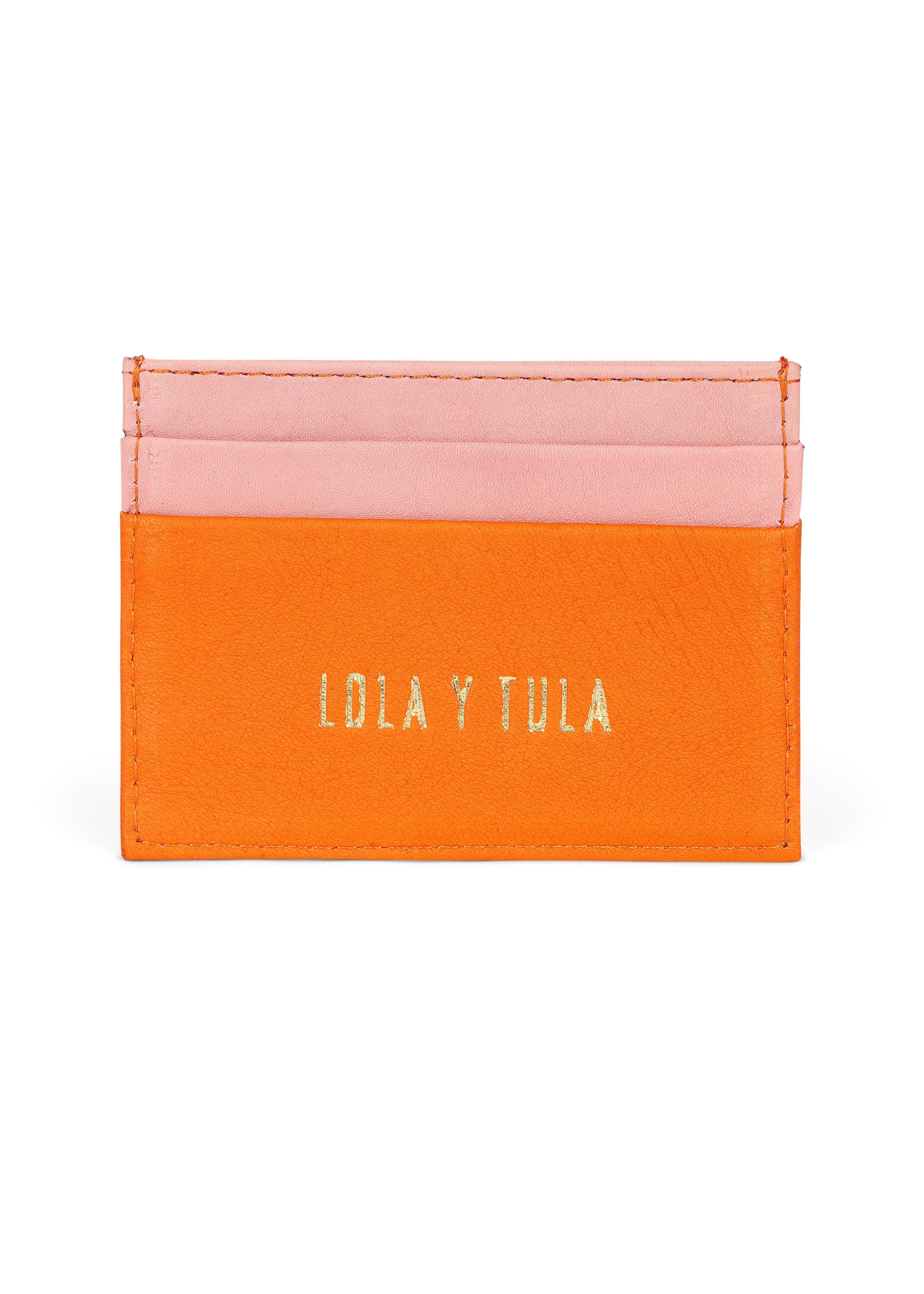 Jaguar Lederkartenetui Brieftasche Pink und Orange