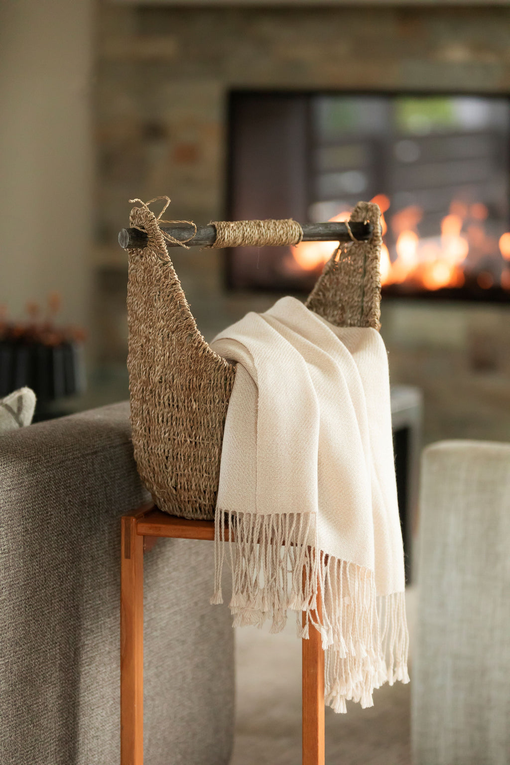Handloomed Undyed Ivory 100% Baby Alpaca Throw Blanket From Peru - Wasi Collection