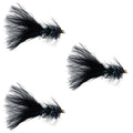 3er-Pack Black Bead Head Crystal Woolly Bugger Streamer Fliegen, Größe 4