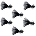 Bead Head Crystal Woolly Bugger Streamer - Black - 6 Flies - Size 4