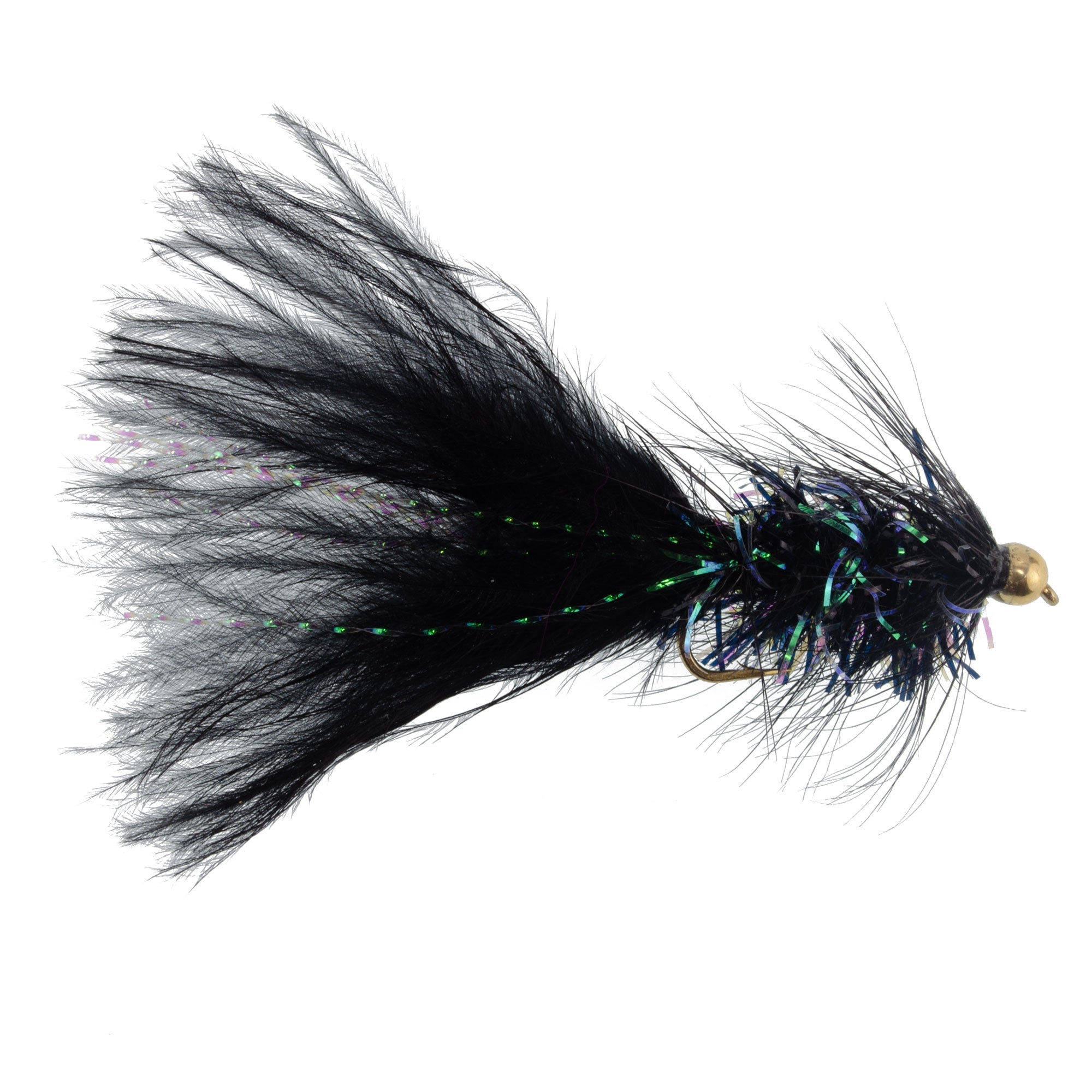 3er-Pack Black Bead Head Crystal Woolly Bugger Streamer Fliegen, Größe 4