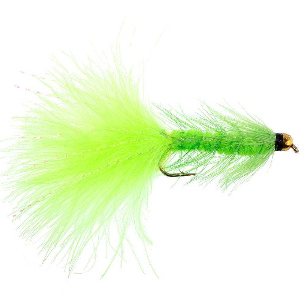 Chartreuse Bead Head Crystal Woolly Bugger Streamer-Fliege - 12 Fliegen Größe 4