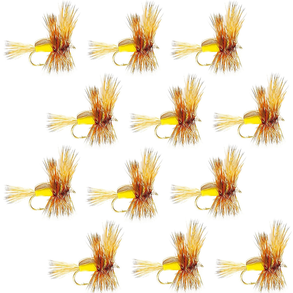 Gelbe Humpy Classic Hair Wing Trockenfliege – 1 Dutzend Fliegen Hakengröße 12