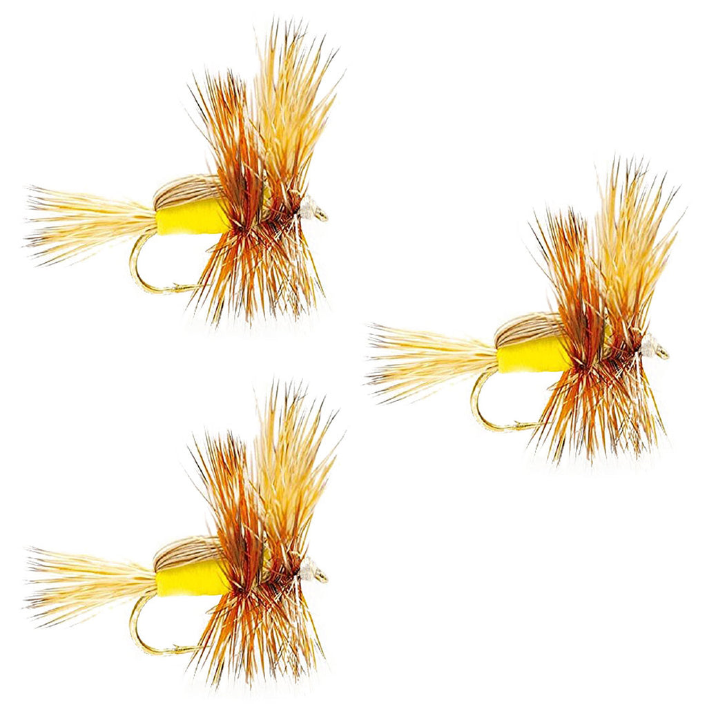 3er-Pack gelbe Humpy Classic Hair Wing Trockenfliege – Hakengröße 10