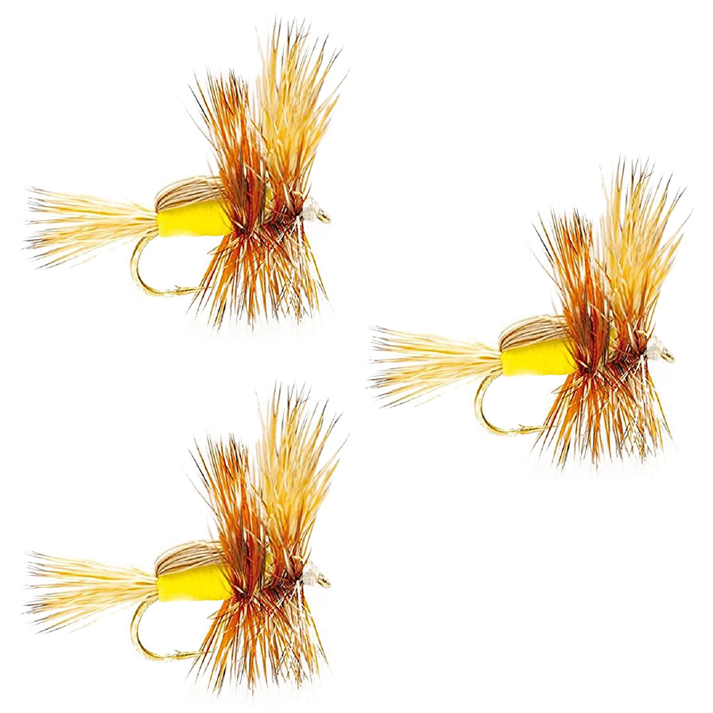 3er-Pack gelbe Humpy Classic Hair Wing Trockenfliege – Hakengröße 10