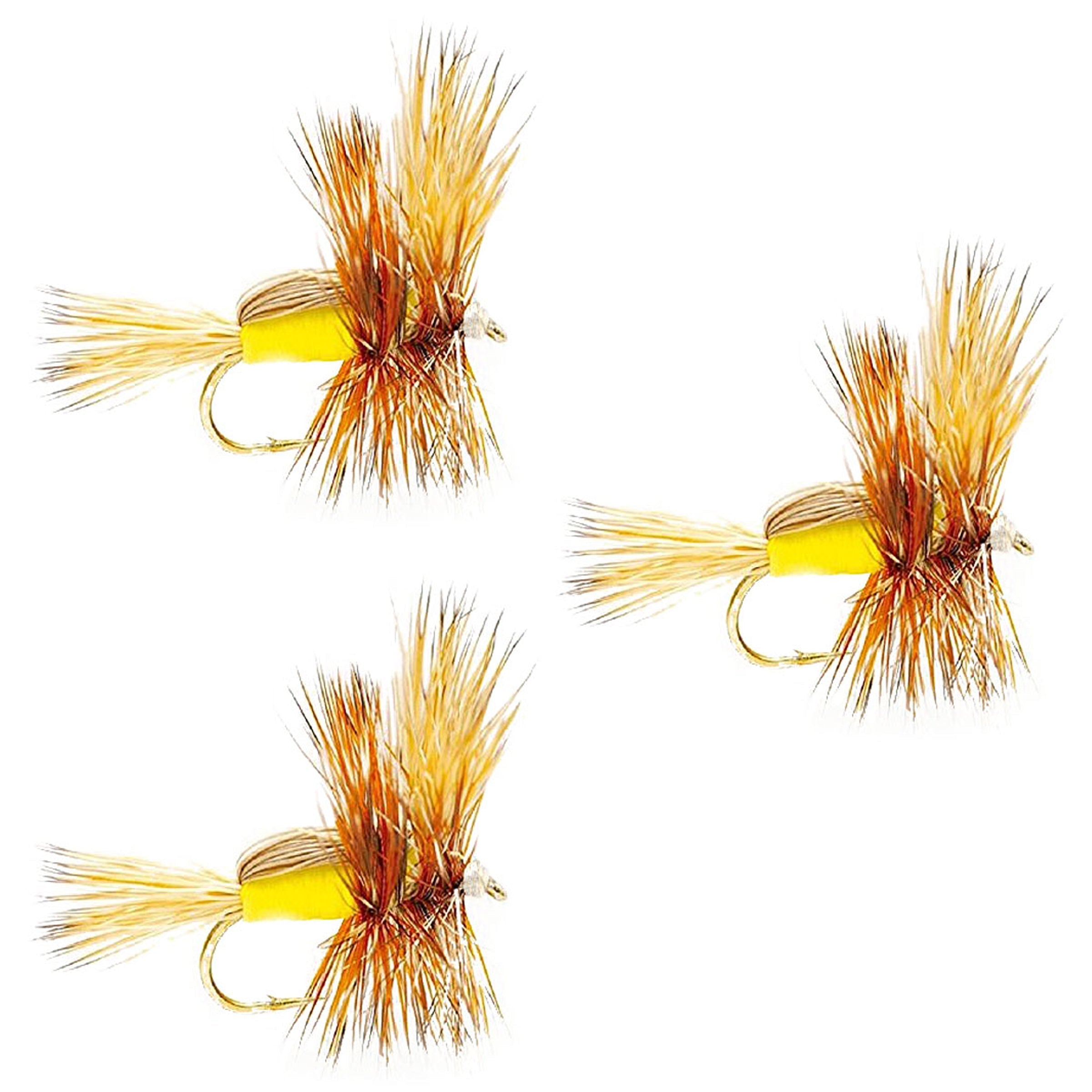 3er-Pack Hakenlose gelbe Humpy Classic Hair Wing Trockenfliege – Hakengröße 16