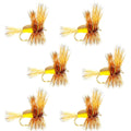 Widerhakenlose gelbe Humpy Classic Hair Wing Trockenfliege – 6 Fliegen Hakengröße 16