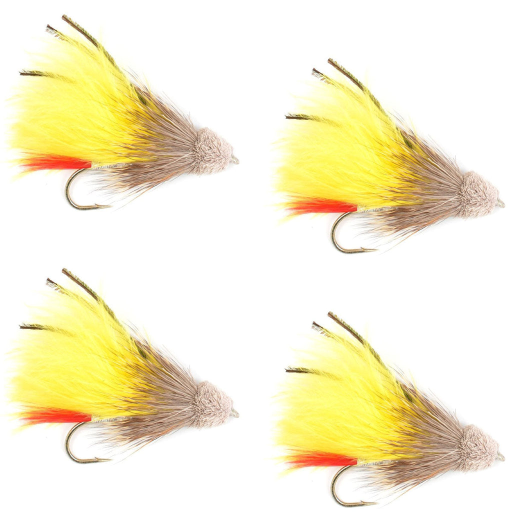 Gelb Marabou Muddler Minnow Streamer Fliege – 4 Fliegen Größe 8