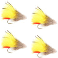 Gelb Marabou Muddler Minnow Streamer Fliege – 4 Fliegen Größe 8