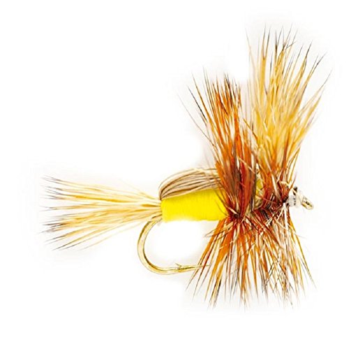 Widerhakenlose gelbe Humpy Classic Hair Wing Trockenfliege – 6 Fliegen Hakengröße 10
