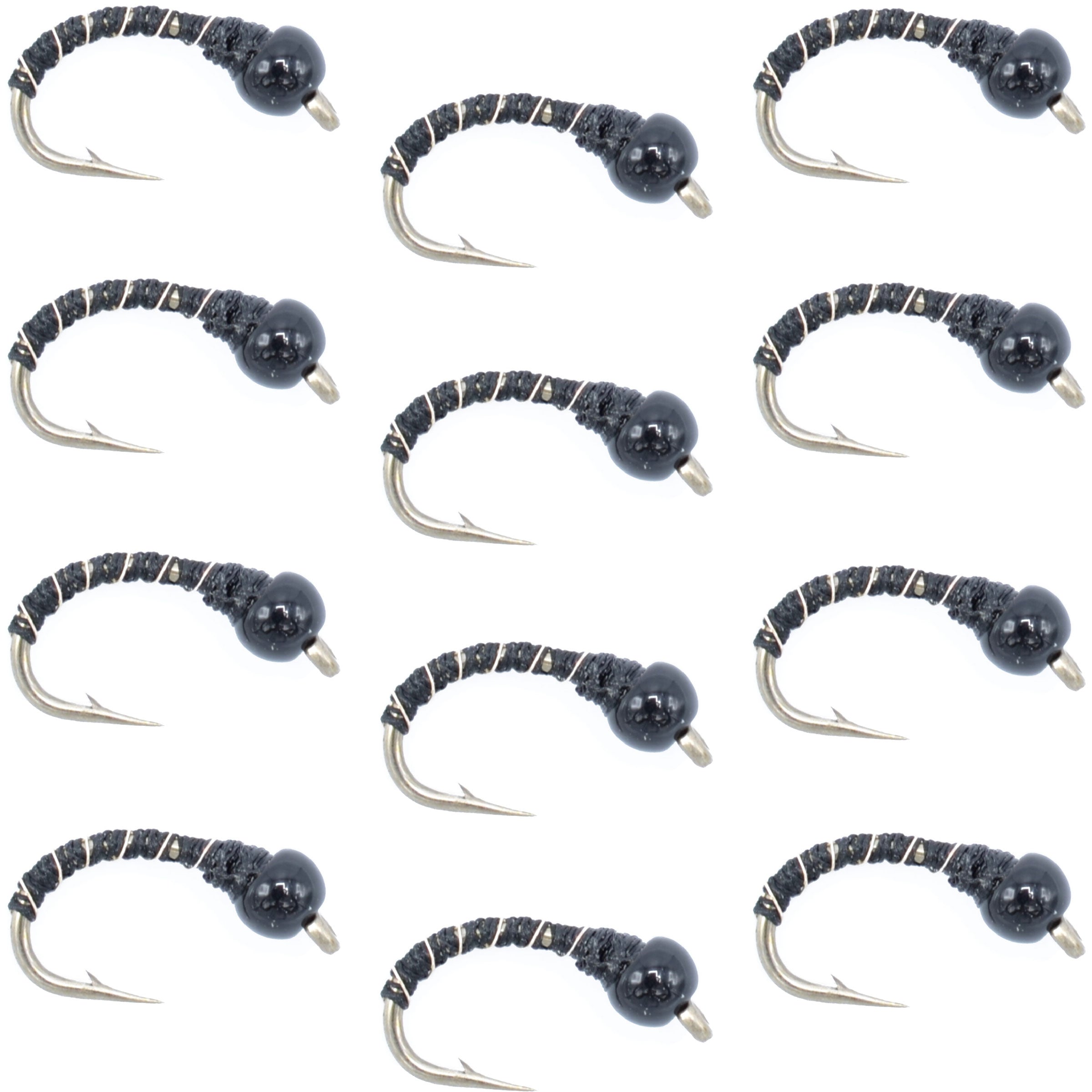 Black Zebra Midge - 1 Dozen - Size 22 - Tailwater and Lake Fishing Flies