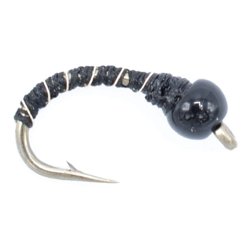 3er-Pack Bead Head Black Zebra Midge Still Water Nymph Fliegenhaken Größe 24