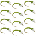 Bead Head Olive Zebra Midge Still Water Nymph 1 Dozen  Hook Size 16