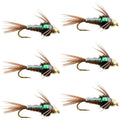 Bead Head Flash Back Pheasant Tail Nymphe Fliegen - 6 Fliegen Hakengröße 10