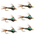 Bead Head Flash Back Pheasant Tail Nymphen Fliegen – 6 Fliegen Hakengröße 16