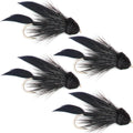 Black Muddler Minnow Streamers Fly - 4 Flies Size 6