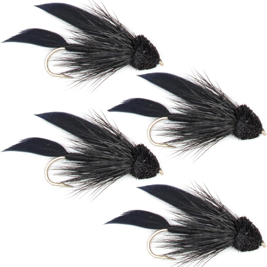 Schwarze Muddler Minnow Streamer Fliege – 4 Fliegen Größe 8