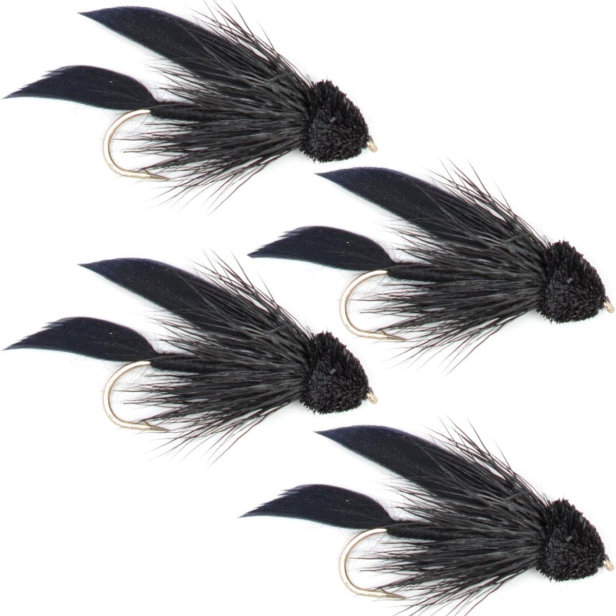 Schwarze Muddler Minnow Streamer Fliege – 4 Fliegen Größe 8