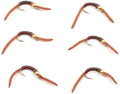 San Juan Bead Head Power Worm Brown V-Rib – 6 Fliegen Hakengröße 10