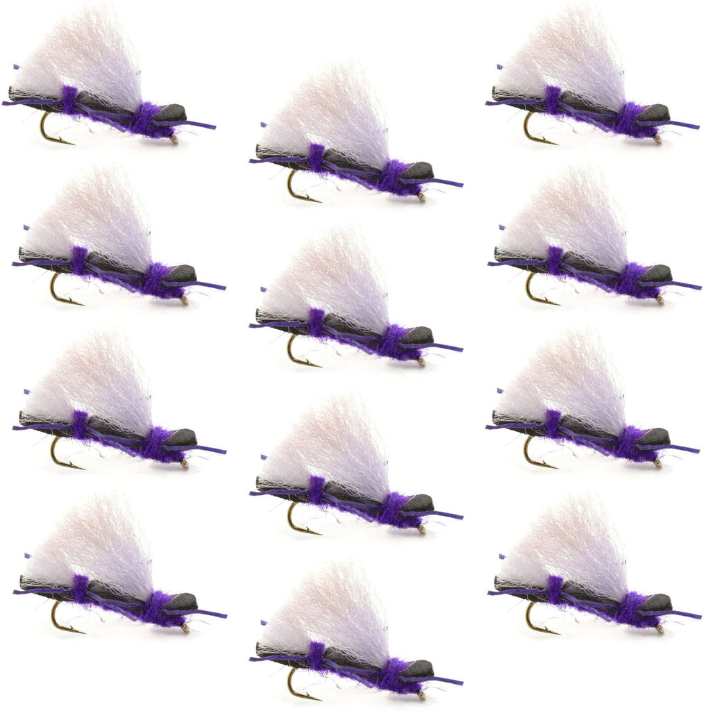 Chubby Chernobyl Ant Purple Foam Body Grasshopper Fly – 1 Dutzend Fliegen Hakengröße 10