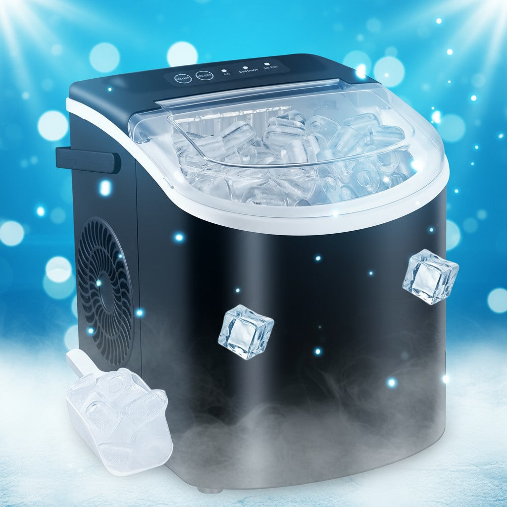 Tragbare Tisch-Eiswürfelmaschine – schnelle Eisproduktion, 2 Eisgrößen