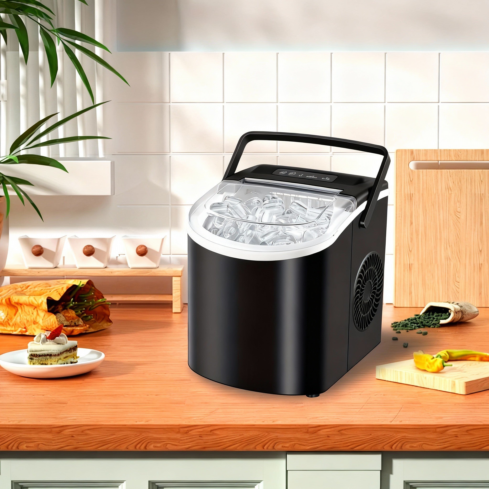 Tragbare Tisch-Eiswürfelmaschine – schnelle Eisproduktion, 2 Eisgrößen