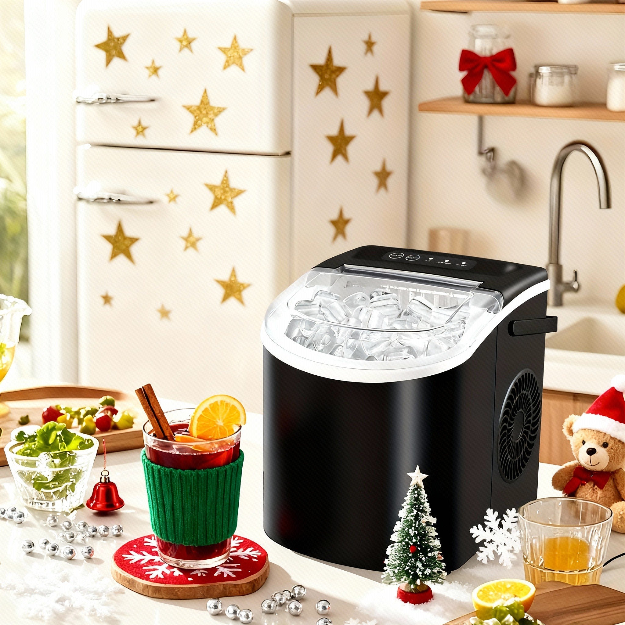Tragbare Tisch-Eiswürfelmaschine – schnelle Eisproduktion, 2 Eisgrößen