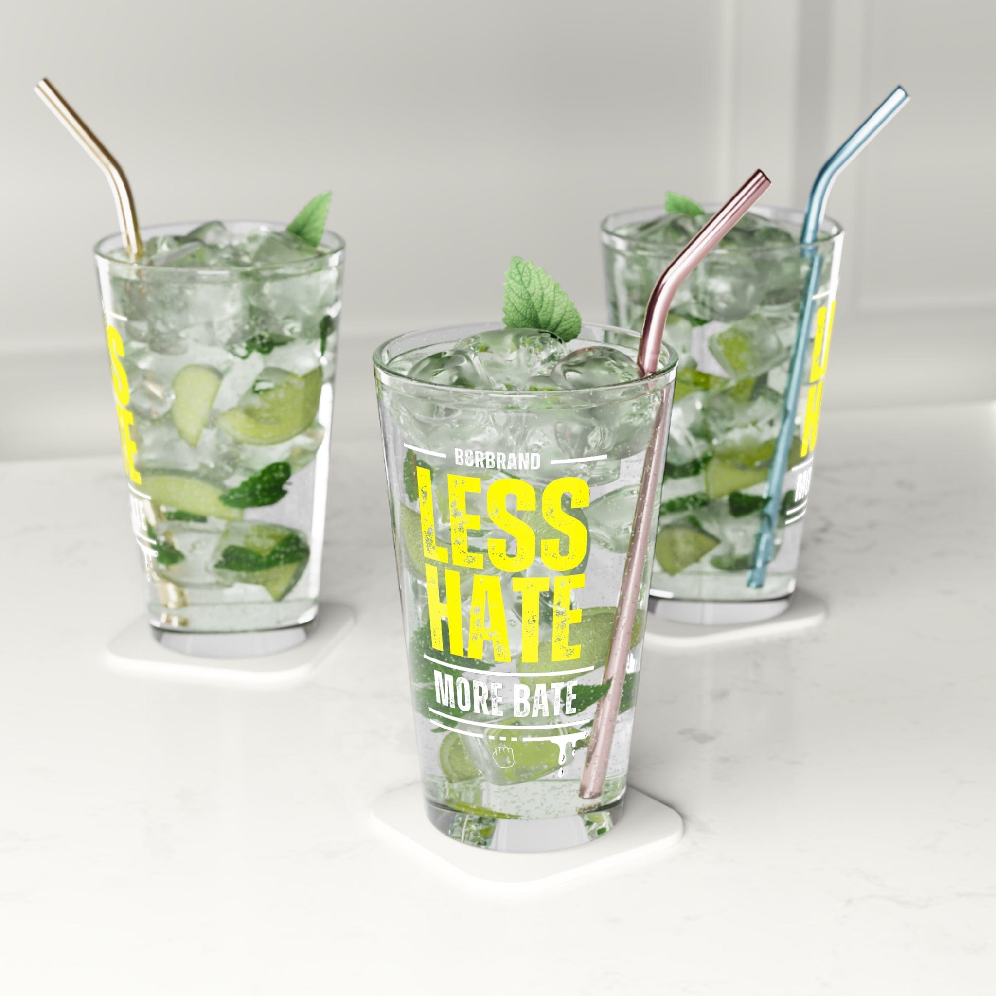 Less Hate, More Bate Pint Glass