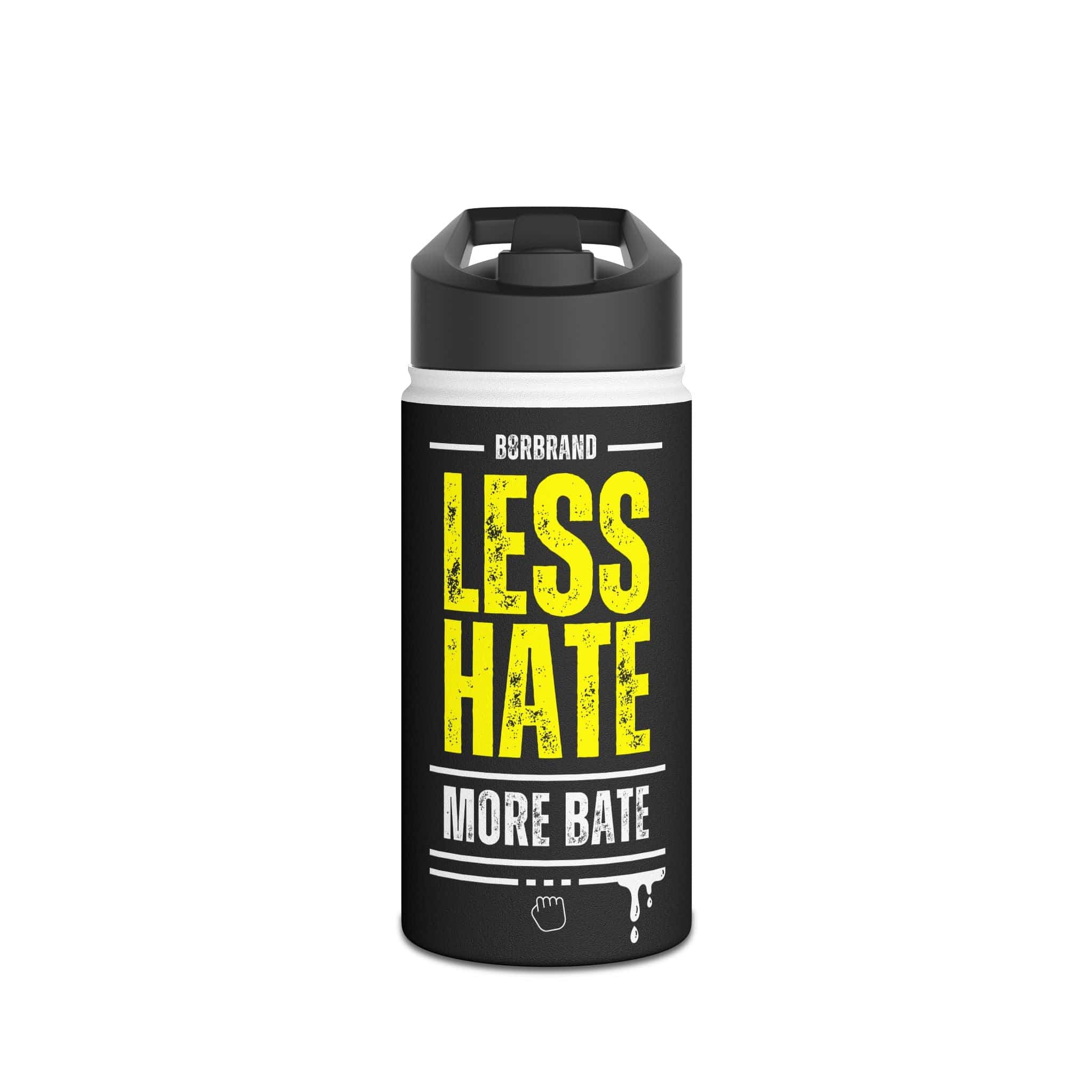 Less Hate, More Bate Stainless Steel Water Bottle, Standard Lid -B8rBrand