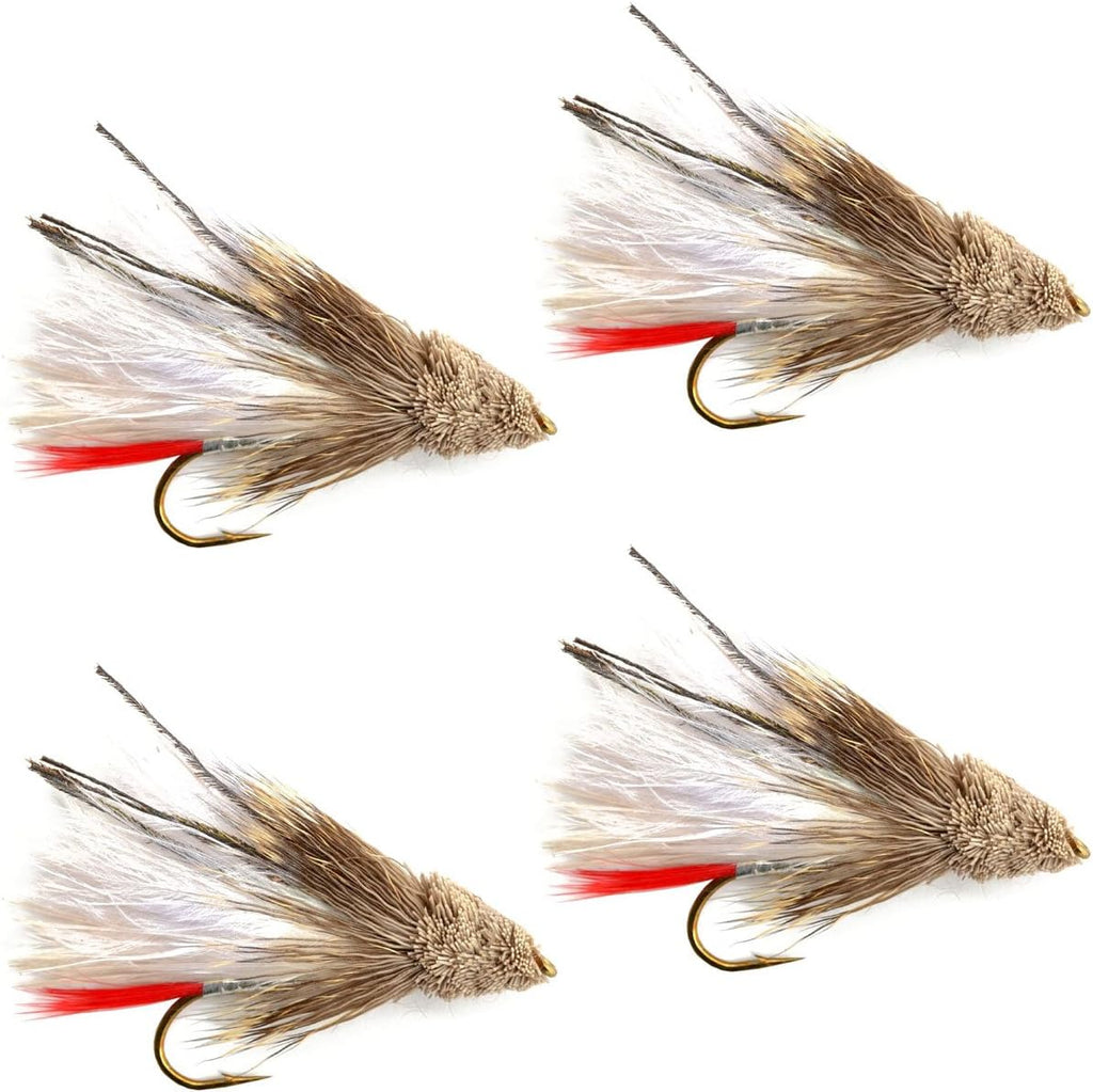 Weiße Marabou Muddler Minnow Streamer-Fliege – 4 Fliegen – Größe 8