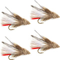 Weiße Marabou Muddler Minnow Streamer-Fliege – 4 Fliegen – Größe 8