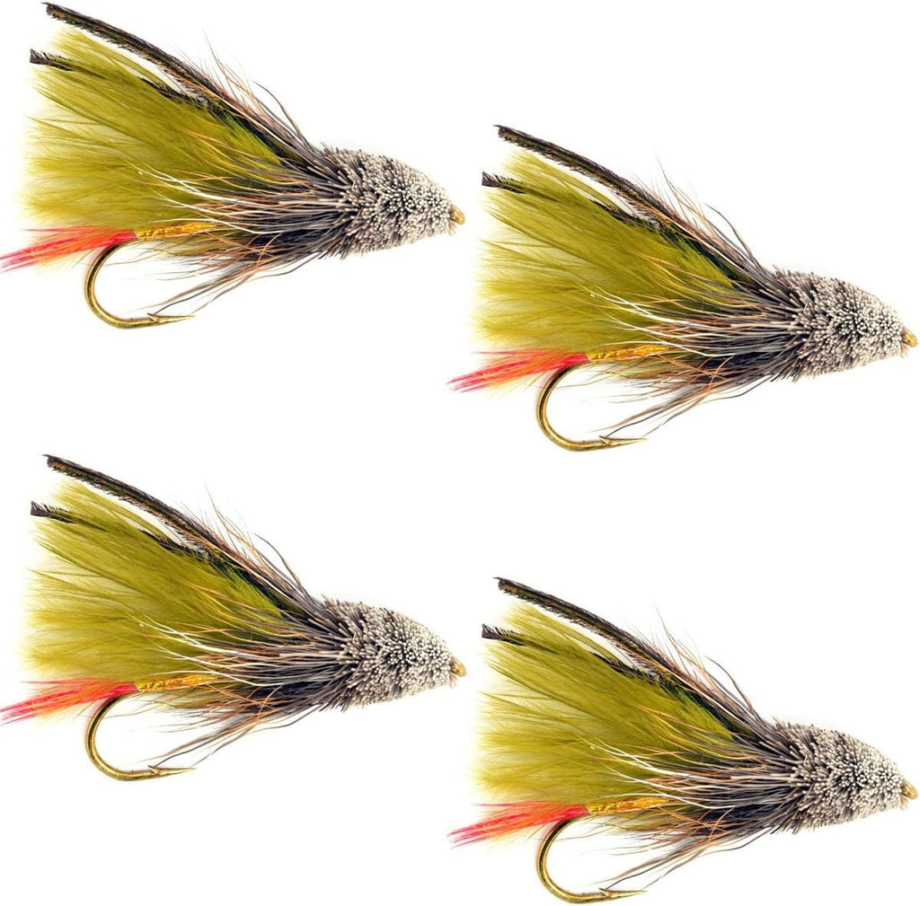 Oliven-Marabou-Muddler-Minnow-Streamer-Fliege - 4 Fliegen - Größe 8