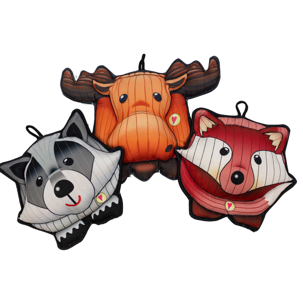 HuggleTuff™ Puffies Woodland Friends Plüsch-Hundespielzeug, 3er-Pack