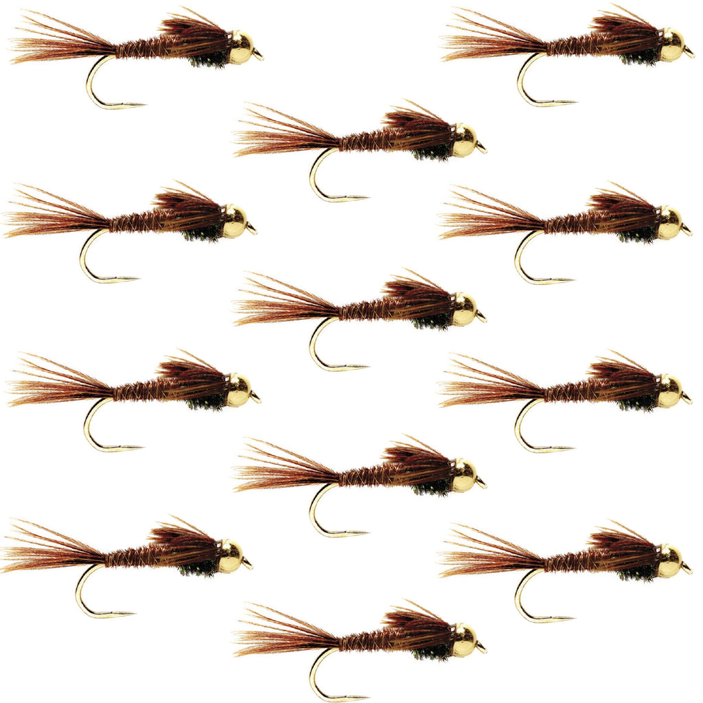 Widerhakenlose Bead Head Pheasant Tail Nymphe Fliege 1 Dutzend Fliegen Hakengröße 14