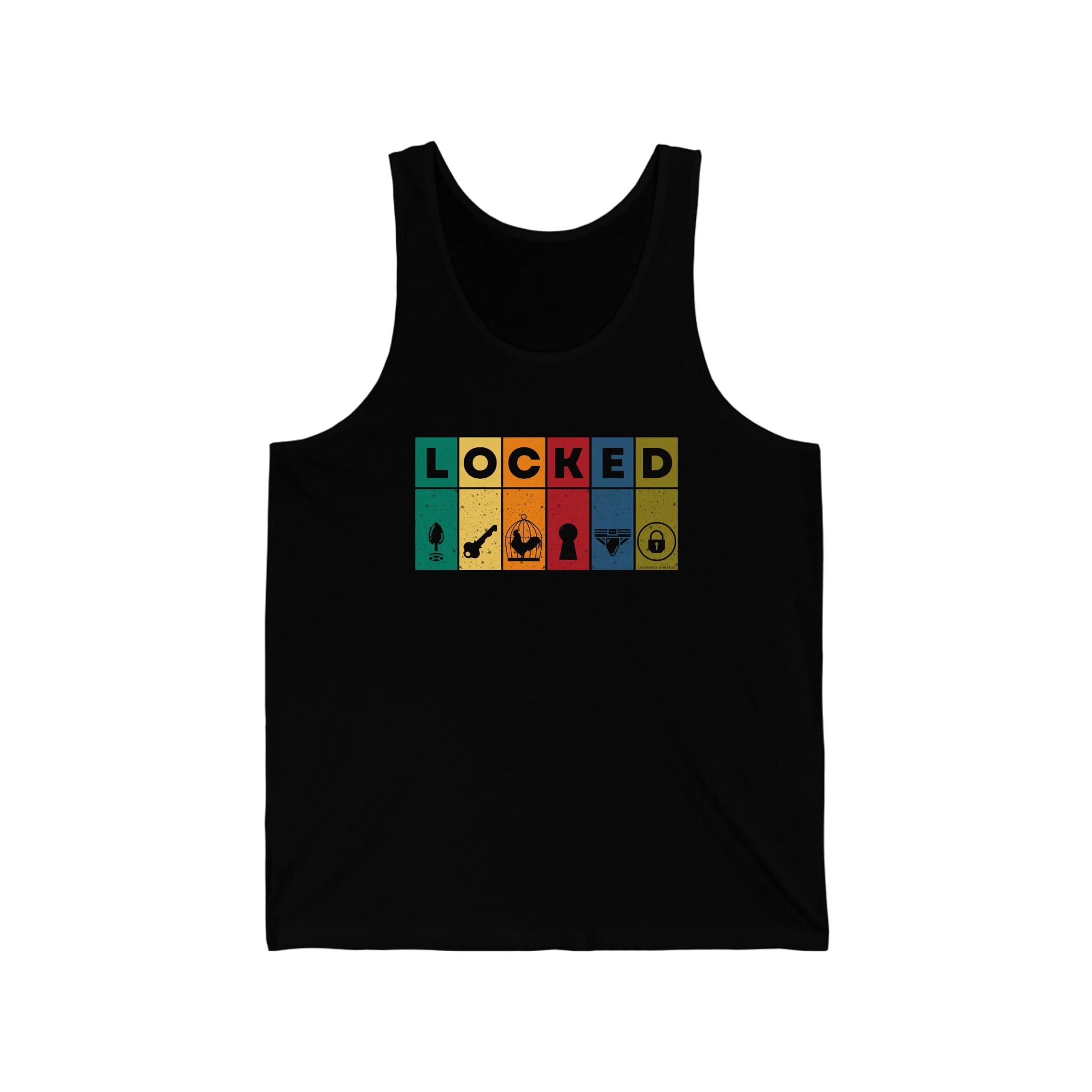 LOCKED Blocks Tank Top - LockedBoy Athletics Chastity Themed Tshirts