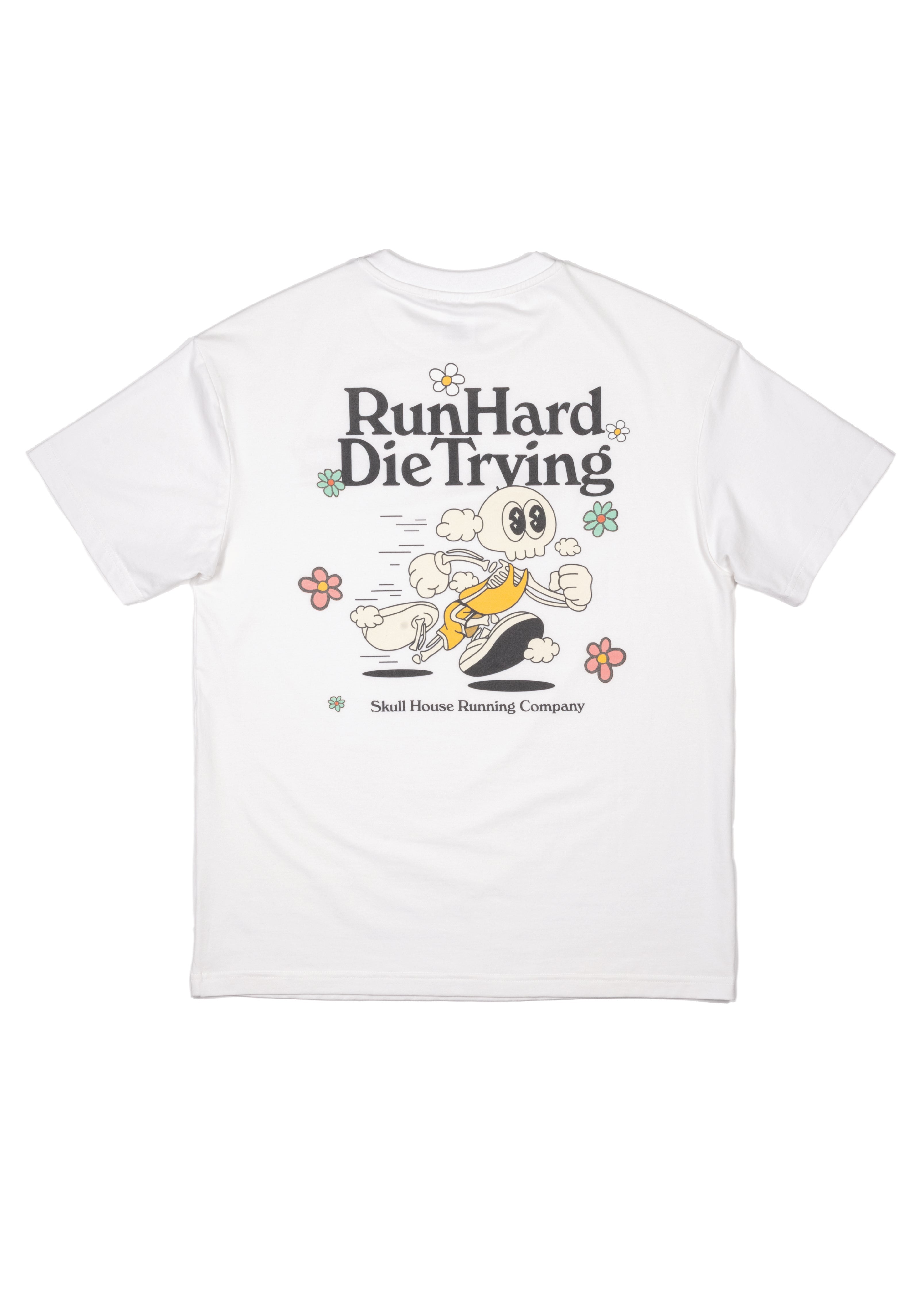 RUN HARD TEE, UNISEX - WHITE