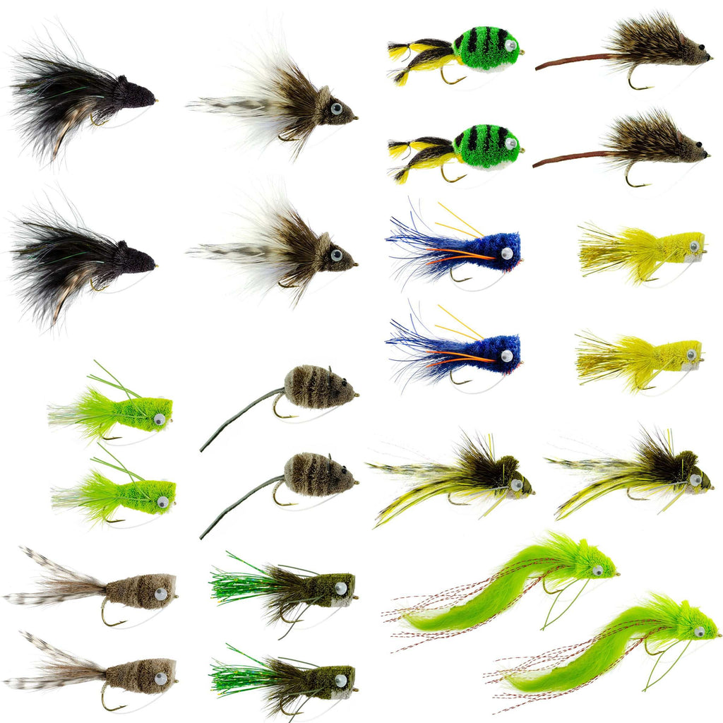 Bass Bug Kollektion – 24 Spun Hair Bass Fliegen – Hakengrößen 2, 4, 6, 8