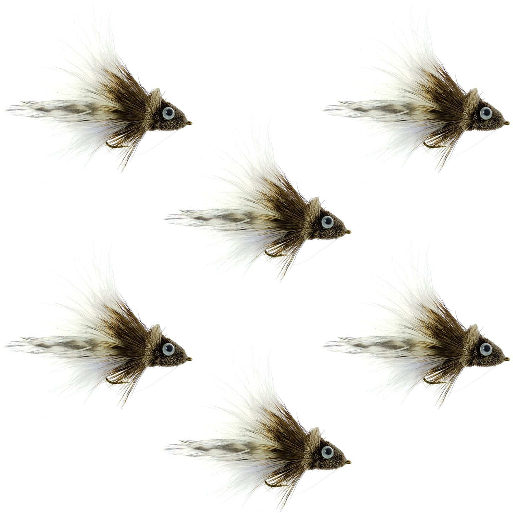 Rehhaar-Dahlberg-Diver 6 Fliegen Hakengröße 4 - Weißer Marabou-Barsch-Fliegenangelköder Weitschenklige Barschhaken mit Krautschutz