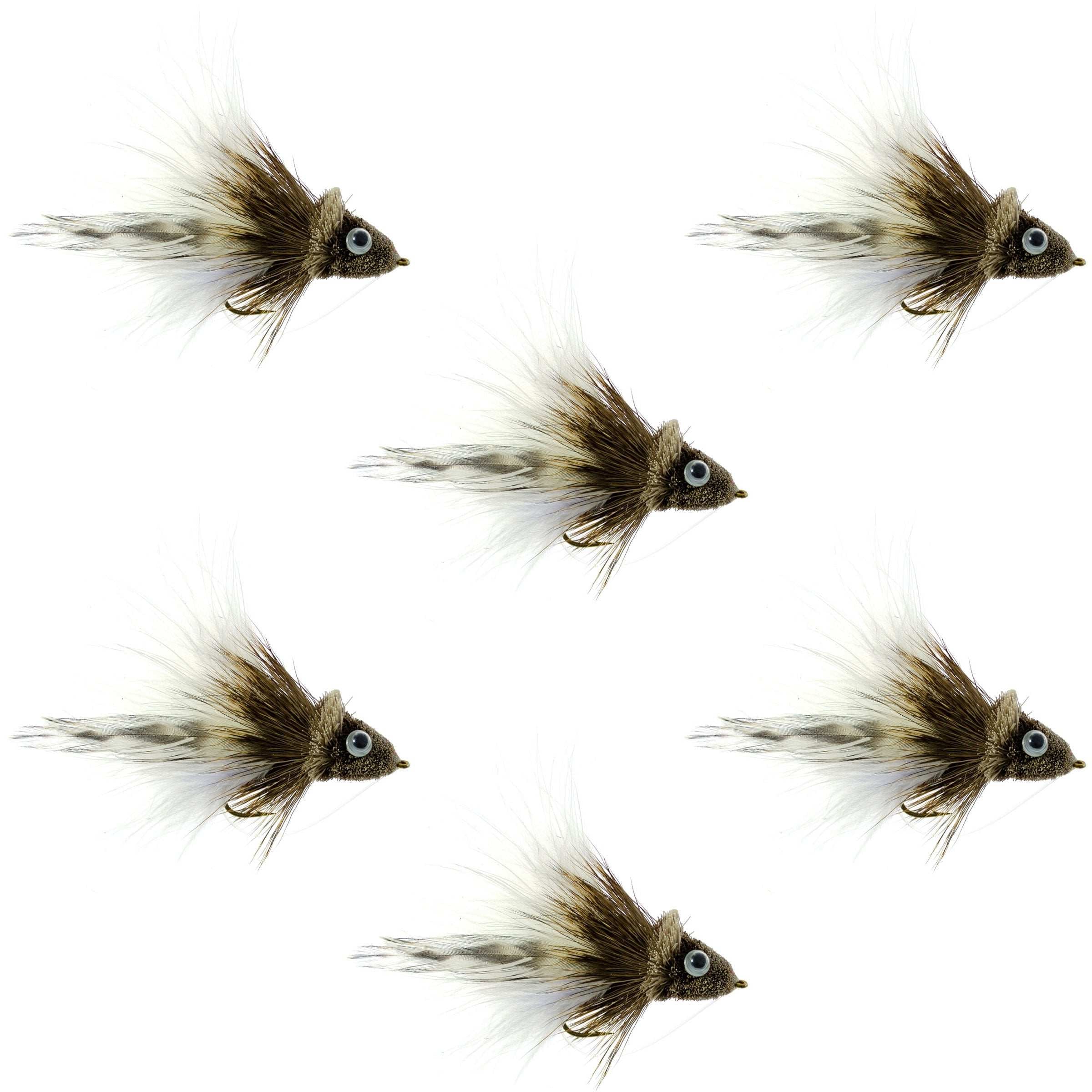 Rehhaar-Dahlberg-Diver 6 Fliegen Hakengröße 4 - Weißer Marabou-Barsch-Fliegenangelköder Weitschenklige Barschhaken mit Krautschutz