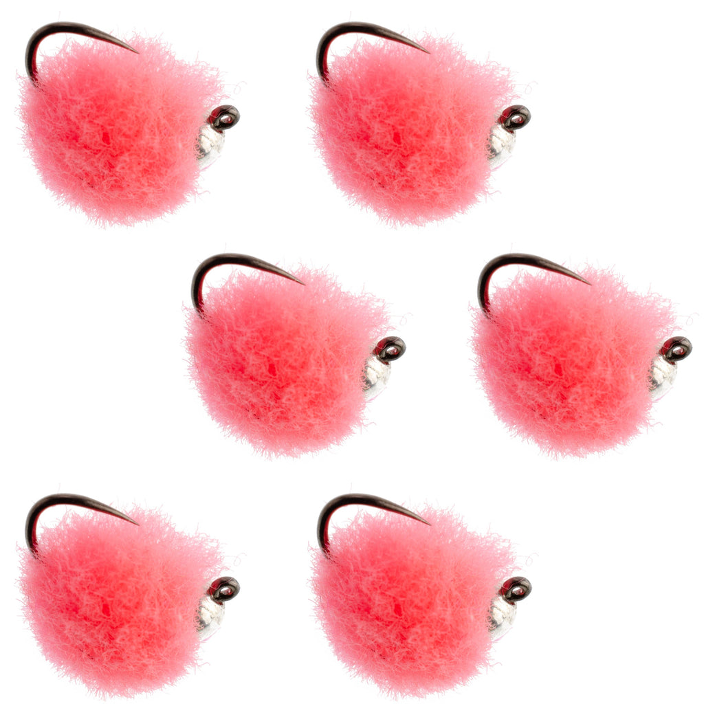 Tungsten Perle Tactical Euro Hot Pink Jig Egg Widerhakenlose Tschechische Nymphenfliege - 6 Fliegen Größe 16